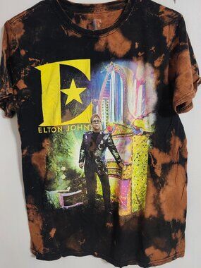 Bleached and Distressed Elton John Farewell tour shirt size M